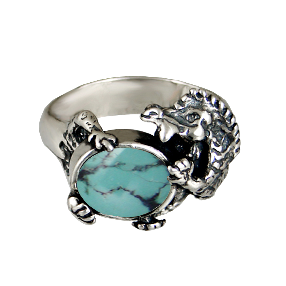 Sterling Silver Dragon Ring With Chinese Turquoise Size 12 Sterling Silver Dragon Ring With Chinese Turquoise Size 12